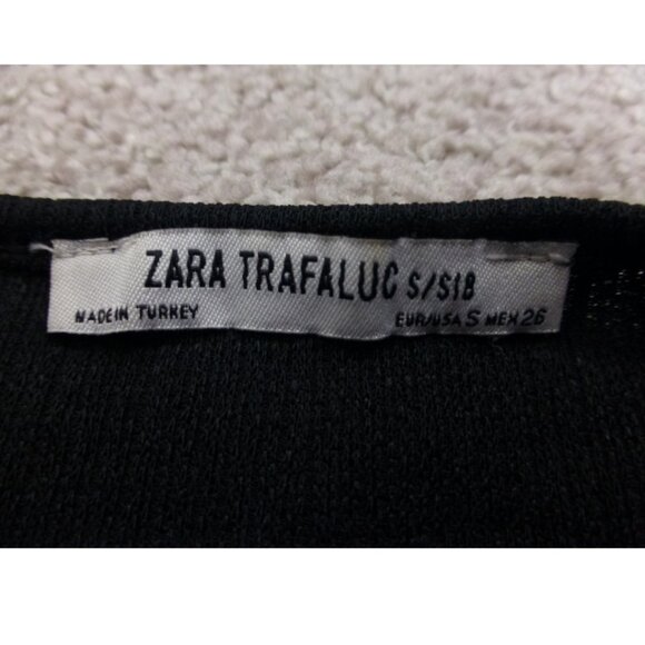 Zara Trafaluc Deep V-Neck, Faux Wrap Black Top - Picture 5 of 8
